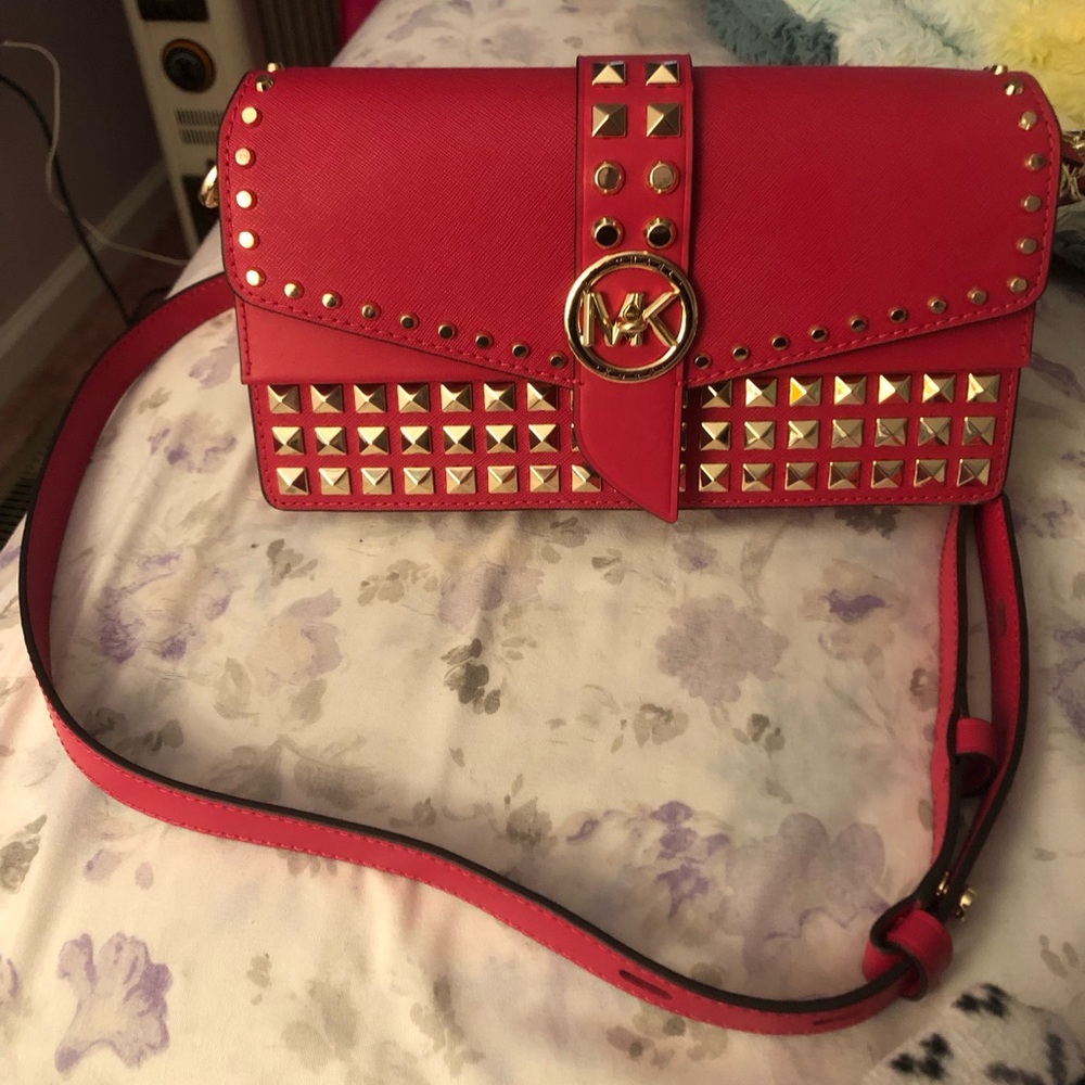 NWT Micheal Kors Studded Leather Pink Crossbody
